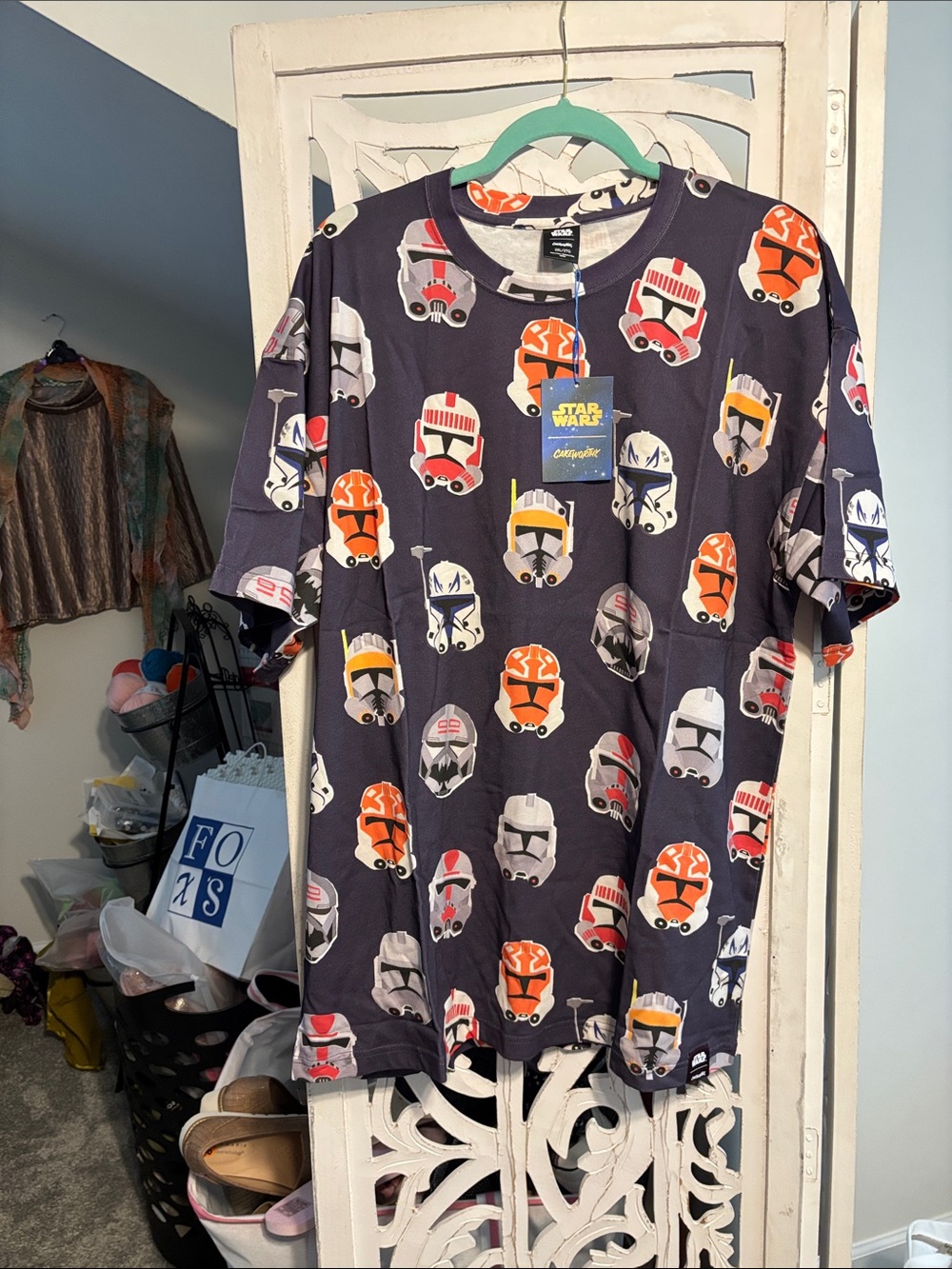 Star Wars  Short Sleeve Helmet Print Tee - Navy with Orange & White Accents